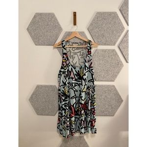 XL Vans Graffiti Artsy Blue Mini Dress